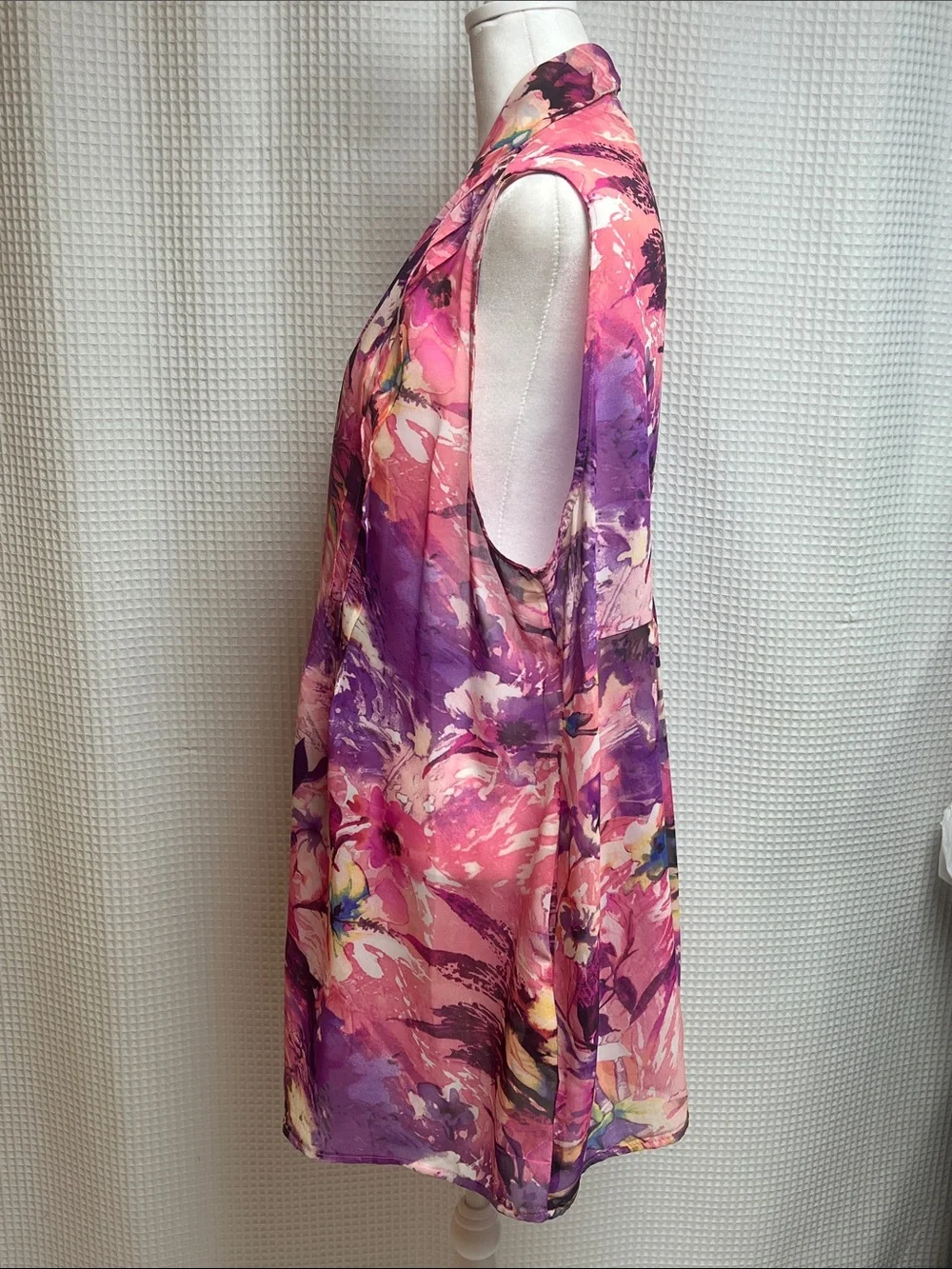 Susan Graver set of 3 open front sleeveless flowy chiffon colorful vests-1X